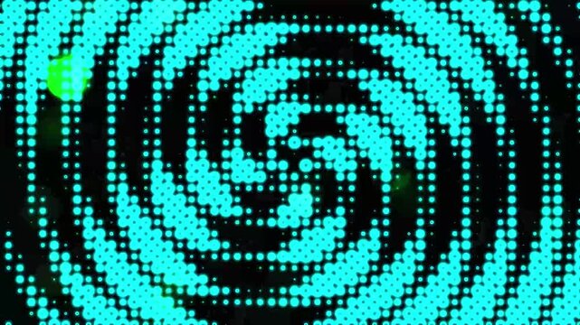 Cyan halftone dots spiral design suitable for graphic design projects, print materials, textile patterns, and digital backgrounds.