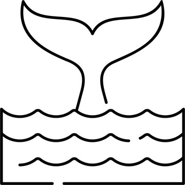 Line Art Whale Icon