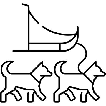 Line Art Dog Sled Icon