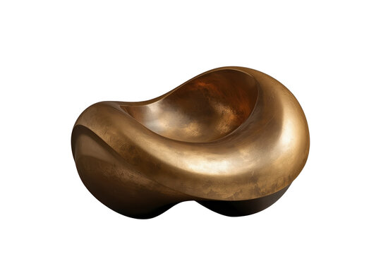 Smooth abstract bronze sculpture with folded curves