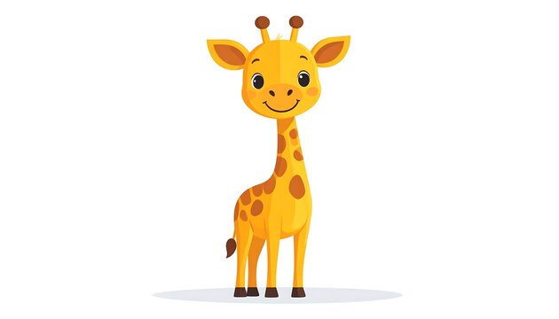 Cartoon giraffe mascot with star crown isolated.