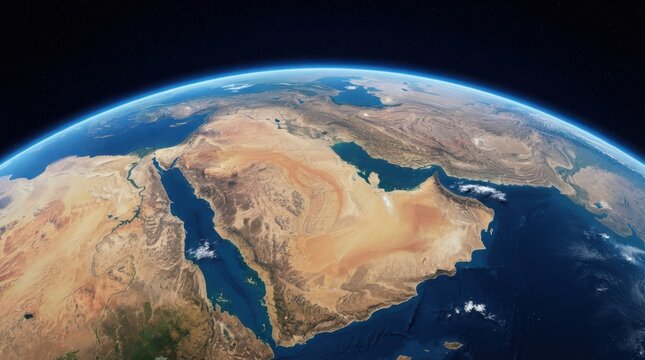 Satellite view of the middle east and arabian peninsula from space