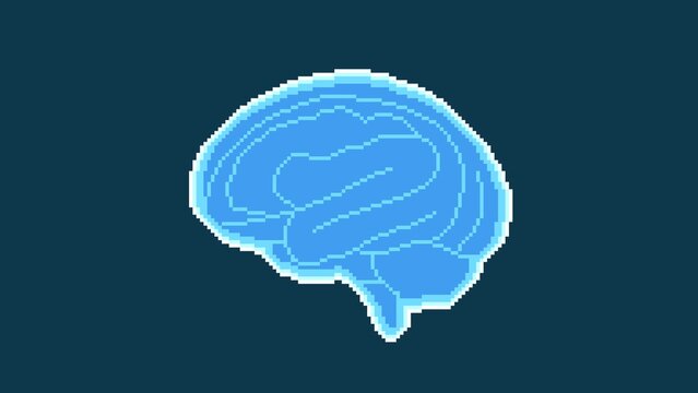 8-bit pixel art human brain icon