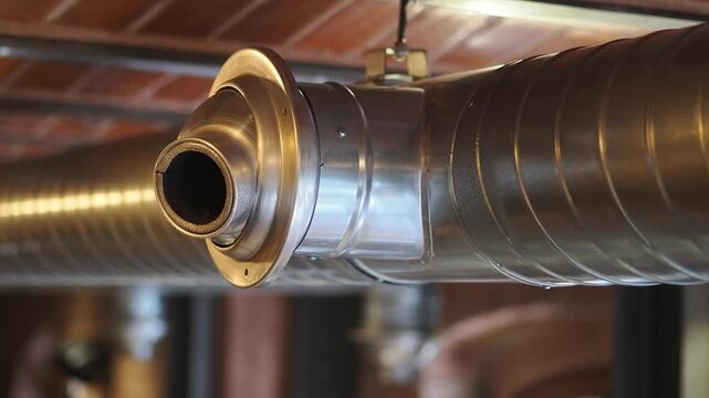 Industrial Metal Ventilation Duct Suspended from Ceiling