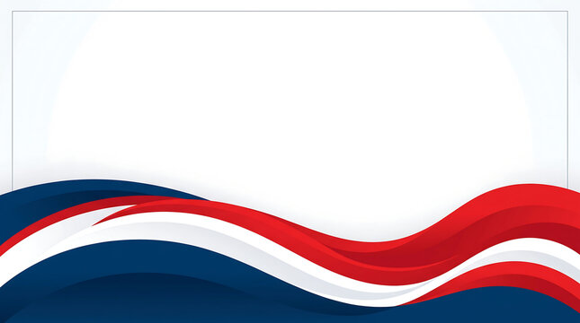 Abstract Wavy Red White and Blue Patriotic Bottom Border Vector Background with Copy Space