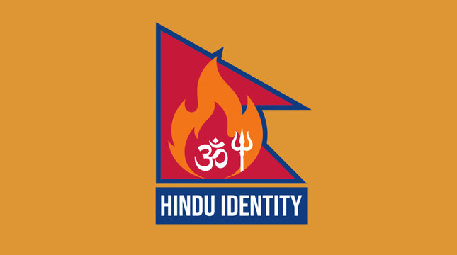 Sacred Fire and Nepal Flag Fusion Vector Illustration of Hindu Identity