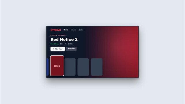 Modern Movie Streaming Platform UI UX Design Dark Mode Aesthetic Digital Interface Presentation Mockup for Entertainment Application Service and Smart TV