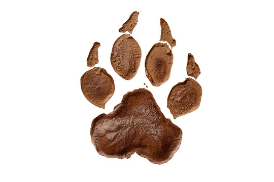 Brown animal paw footprint with visible claws