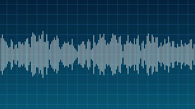 White audio waveform spectrum moving animation on green background. Sound wave pattern audio visual waveform. Motion graphics of music bar concept.digital sound frequency equalizer bars for podcast .
