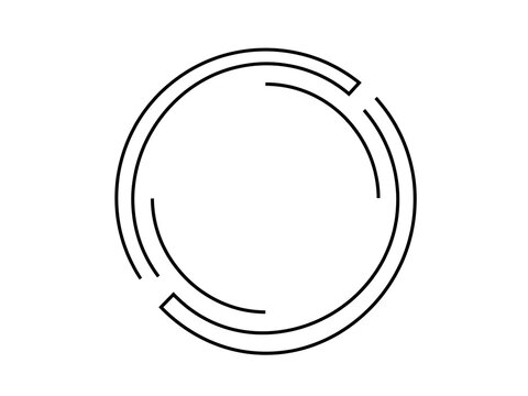 Black thin-line arcs forming a circular emblem on a white background. It has a technical and modern aesthetic. Ideal for tech branding, logo concepts, or modern web backgrounds.
