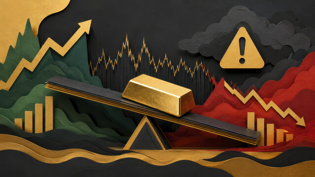 Gold economy market balance risk warning chart graph bar trend metal investment finance wealth stability decline uncertainty