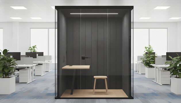 Empty office phone booth soundproof pod no people