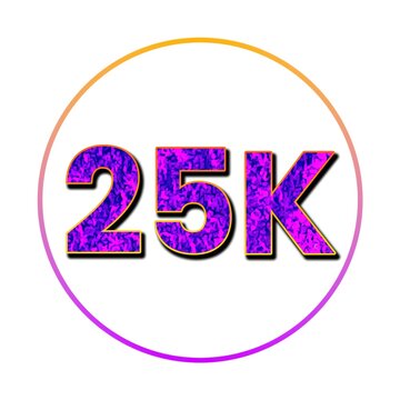 Modern purple badge with 25k number and gradient border