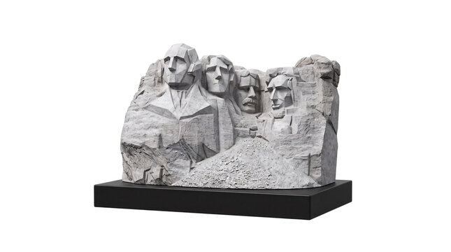 Mount rushmore national memorial sculpture on a black png isolated on transparent background