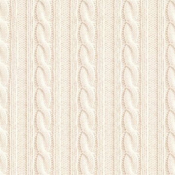 Cream cable knit sweater texture in soft natural light with shallow depth of field