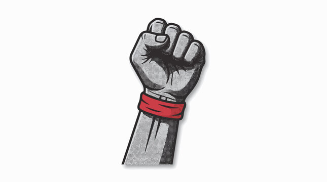 Clenched fist with red wristband illustration 1.