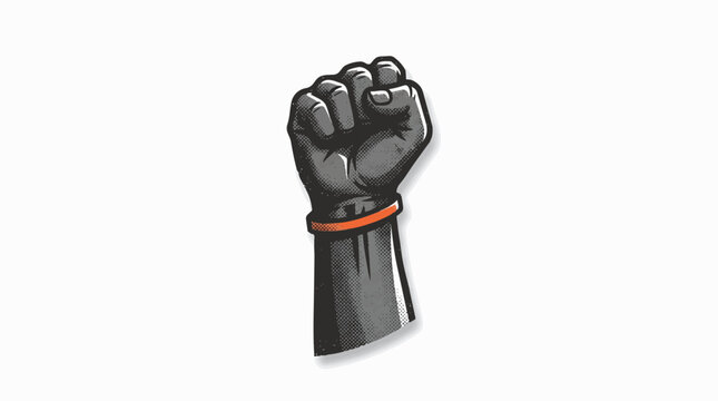 Clenched fist with red wristband illustration.