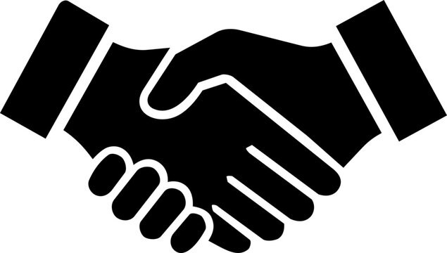 Handshake icon representing international peace day with simple black silhouette isolated on white background for unity concepts