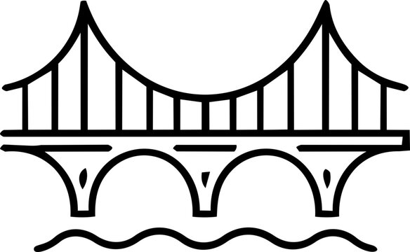 Minimalist bridge icon illustration symbolizing international peace day with simple black lines on a white background