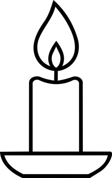 Minimalist black and white candle icon for international peace day symbolizing hope and remembrance in clean vector style