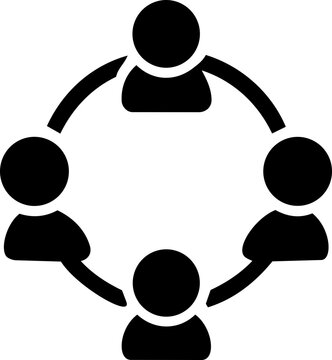 International peace day concept represented by a group of people forming a circle in simple black icon style