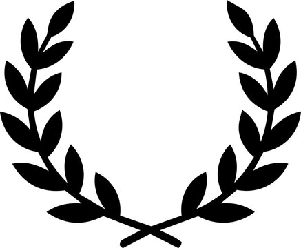 Black laurel wreath icon representing international peace day with minimalist silhouette design on a white background