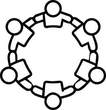 Minimalist icon of people holding hands in a circle symbolizing unity and cooperation for international peace day