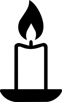 Minimalist black candle icon representing international peace day with simple graphic flame design on white background