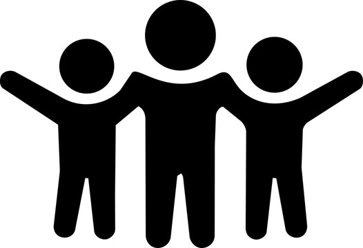 International Peace Day icon featuring black silhouette of happy group of people standing together in unity