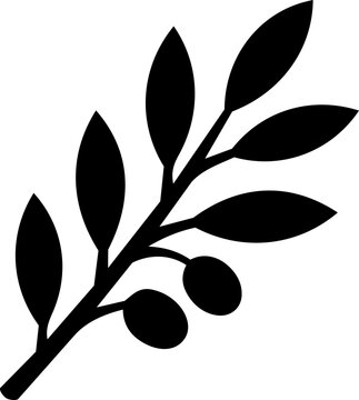 Olive branch silhouette icon for international peace day representing harmony hope and global unity in minimal style