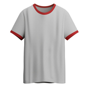 Grey Ringer T-Shirt With Red Trim