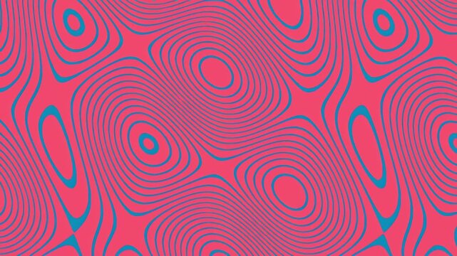 Abstract pink and blue topographic wavy line pattern background with concentric circles and modern geometric fluid textures for digital wallpaper design