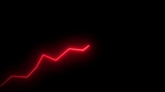 Neon business growing graph line animation,on alpha transparent background.