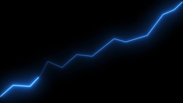 Neon business growing graph line animation,on alpha transparent background.