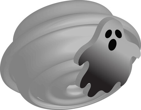 Ghost emerging from swirling mist with spooky halloween horror illustration