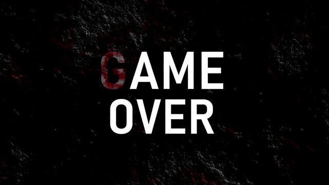 game over red grunge, Glitch game over in vintage