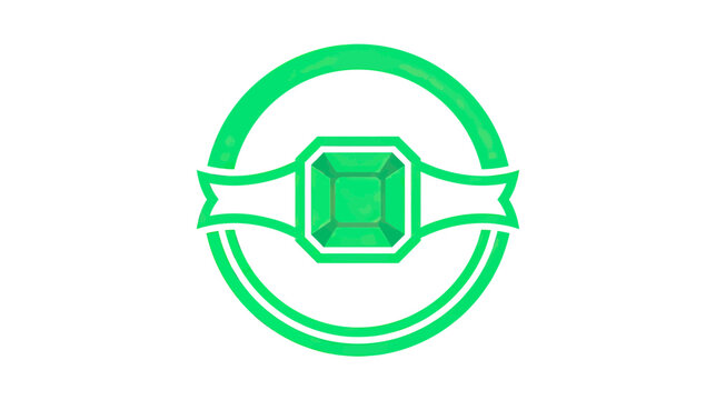 Green Gemstone Emblem with Circular Frame