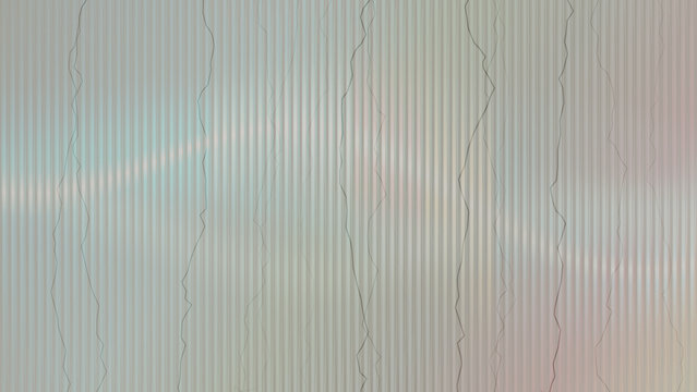 Minimalist graphic composition with vertical irregular line fractures overlaid on moire light interference pattern.