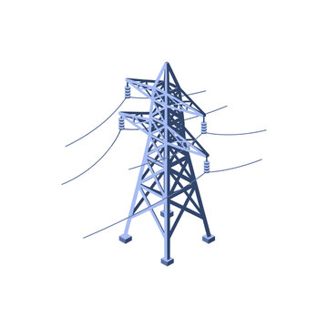 Isometric High Voltage Electricity Power Pylon