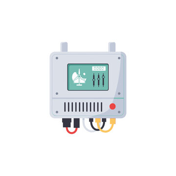 Wind Turbine Control Panel and Monitoring Box Vector Illustration