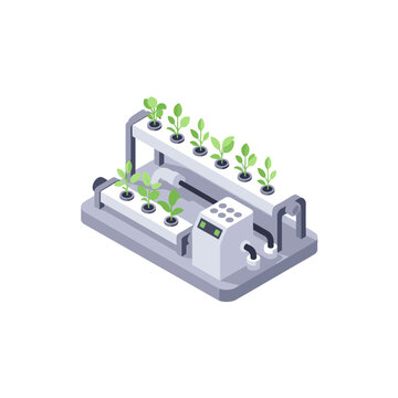 Isometric Smart Hydroponic Vertical Farming System Illustration