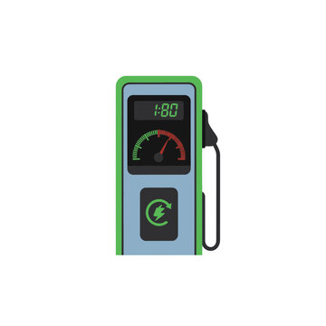Electric Vehicle Charging Station Icon Flat Vector Illustration
