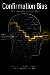 Obraz premium Conceptual Illustration of Confirmation Bias and Mental Filtering Process
