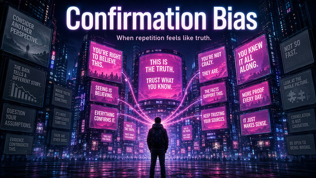 Conceptual Illustration of Confirmation Bias and Digital Echo Chambers