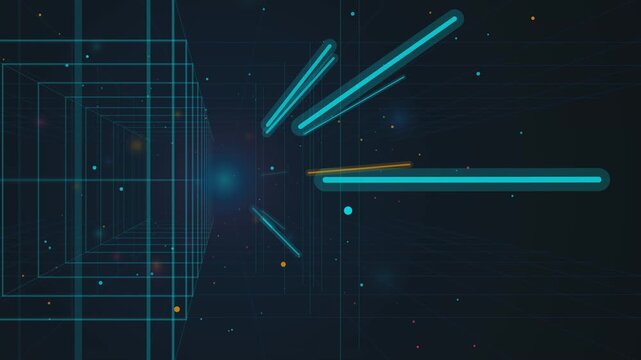 Cyber futuristic spaceship flying through cosmic space scene