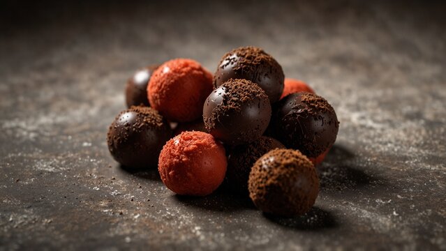 Pile of chocolates sitting on top of table, high quality conceptual artwork - Generative AI