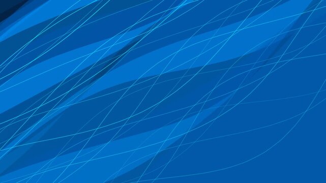 Seamless blue abstract motion background with geometric shapes and flowing dynamic lines.