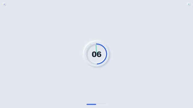 Minimalist 3D Neumorphic Interface Countdown Timer UI Design with Number Six