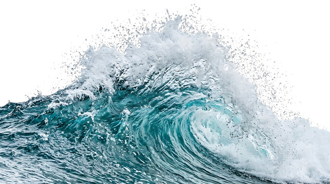 Powerful ocean wave breaking isolated on transparent background