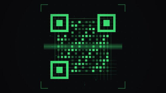 Dynamic QR Code Scanning with Digital Data Flow and Futuristic Grid Interface